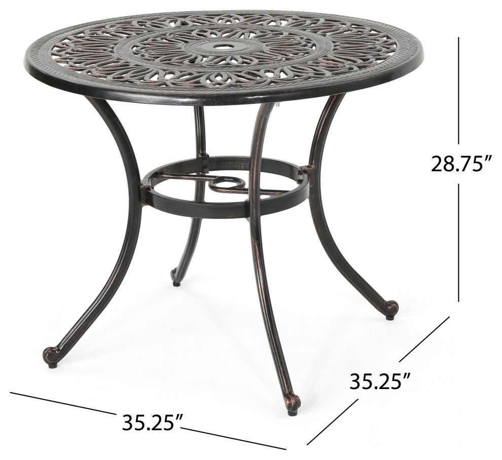 Athena Outdoor Round Cast Aluminum Dining Table