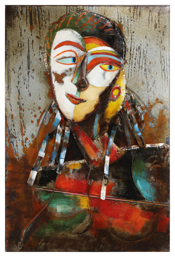 "Homme 1" Primo Mixed Media Hand Painted 3D Metal Wall Art
