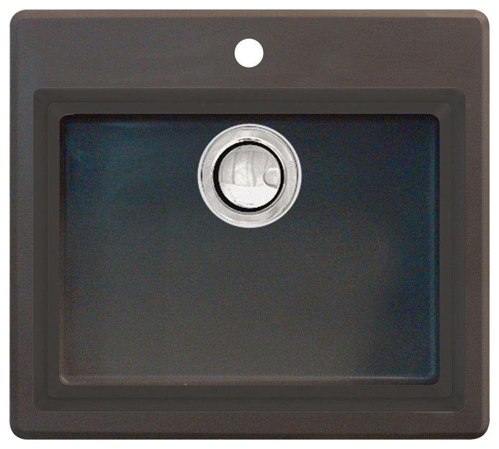 Transolid Quantum 22"x20" silQ Granite Single Bowl Kitchen Sink, Espresso