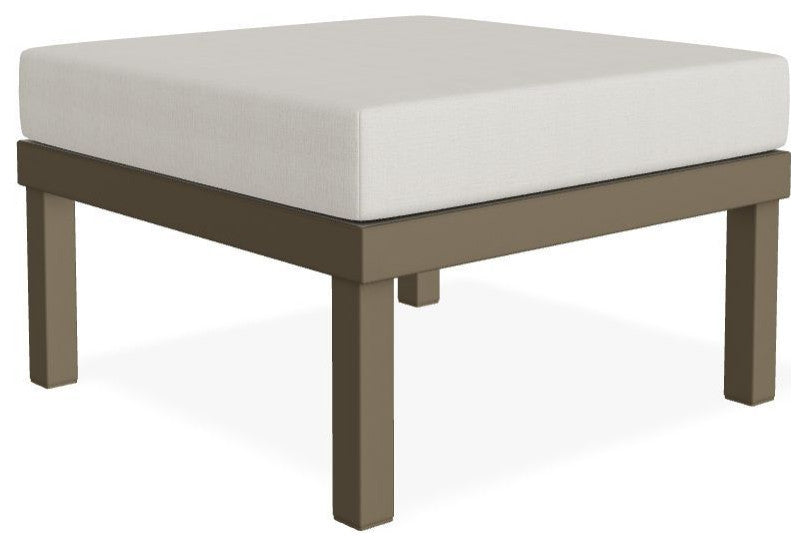 Larssen Cushion Deep Seating Outdoor Ottoman, Grasscloth Buff/Beachwood