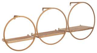 3-Piece Metal and Wood Wall Shelves, Bronze