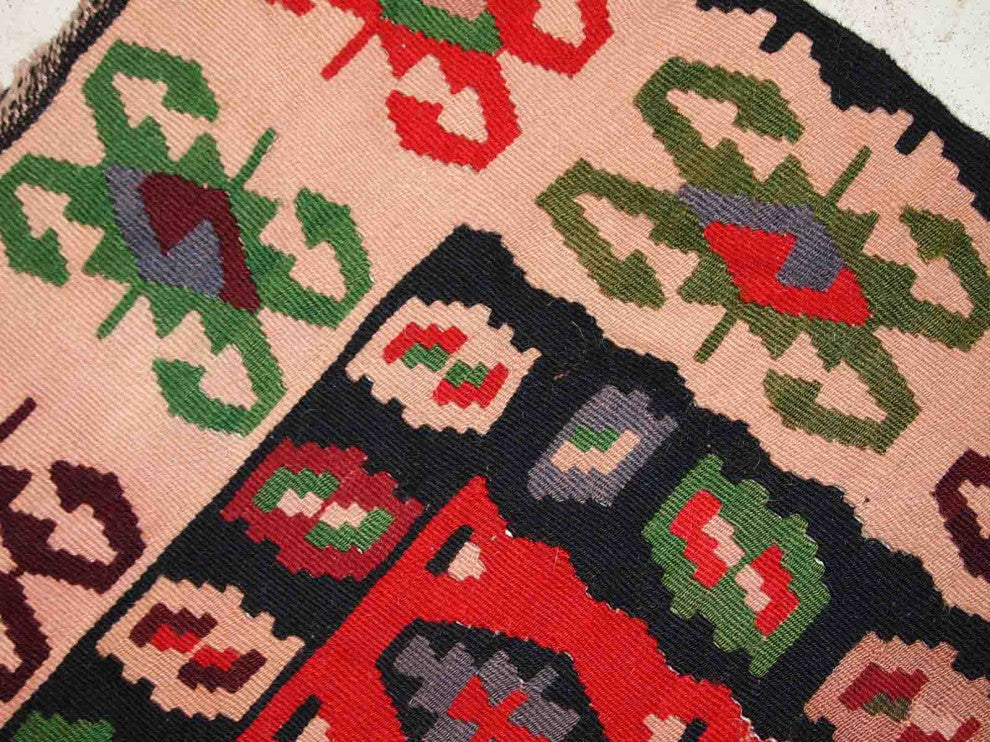 Handmade vintage Turkish Sharkoy kilim 4.9' x 6.2' (150cm x 192cm) 1950s