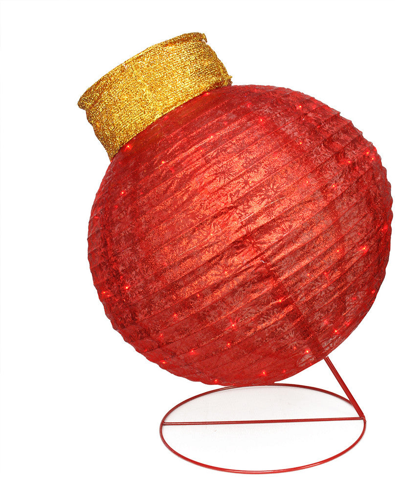 36" Pre-Lit Twinkling LED Red Glitter Ball Ornament Christmas Decoration