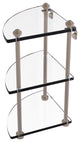 Southbeach Three Tier Corner Glass Shelf, Antique Pewter