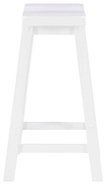 Linon Beamon 24" Sturdy Wood Backless Saddle Seat Counter Stool in Pure White