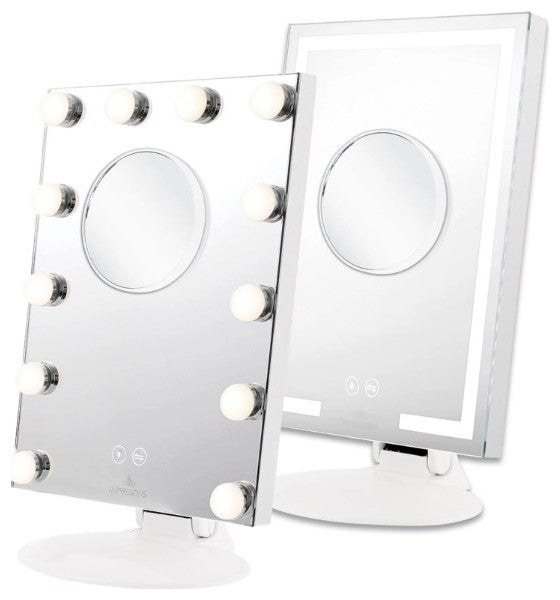 Lumiere Tabletop LED Makeup Mirror With Bluetooth Speaker, Hollywood Bulbs