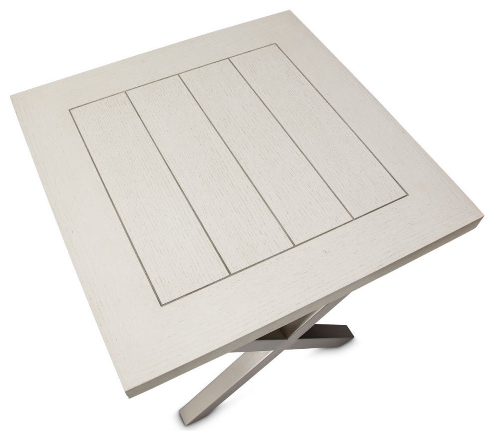 Menlo Station End Table - Vanilla/Brushed Silver