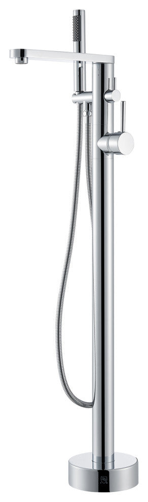 Allario Double Lever Handles Freestanding Floor Mounted Tub Filler, Polished Chome