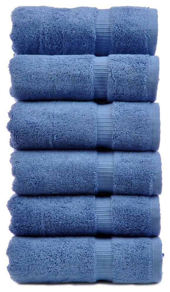 Dobby Border Luxury Hotel and Spa Hand Towel, Set of 6,  Wedgewood