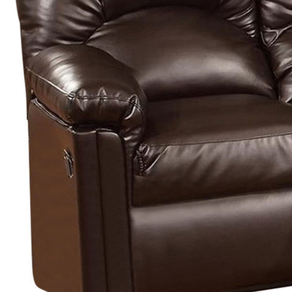 Benzara BM171423 Bonded Leather Recliner Loveseat, Brown