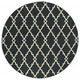 8" Round Black and Ivory Trellis Indoor Outdoor Area Rug