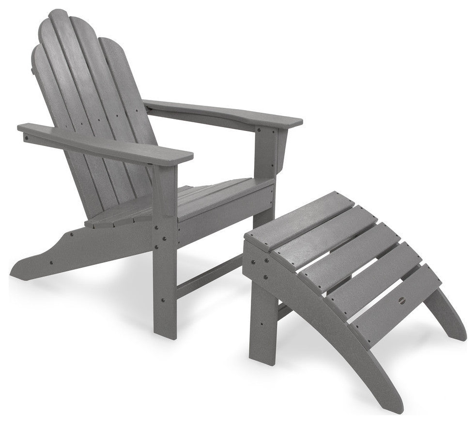 Polywood Long Island Adirondack 2-Piece Set, Slate Gray