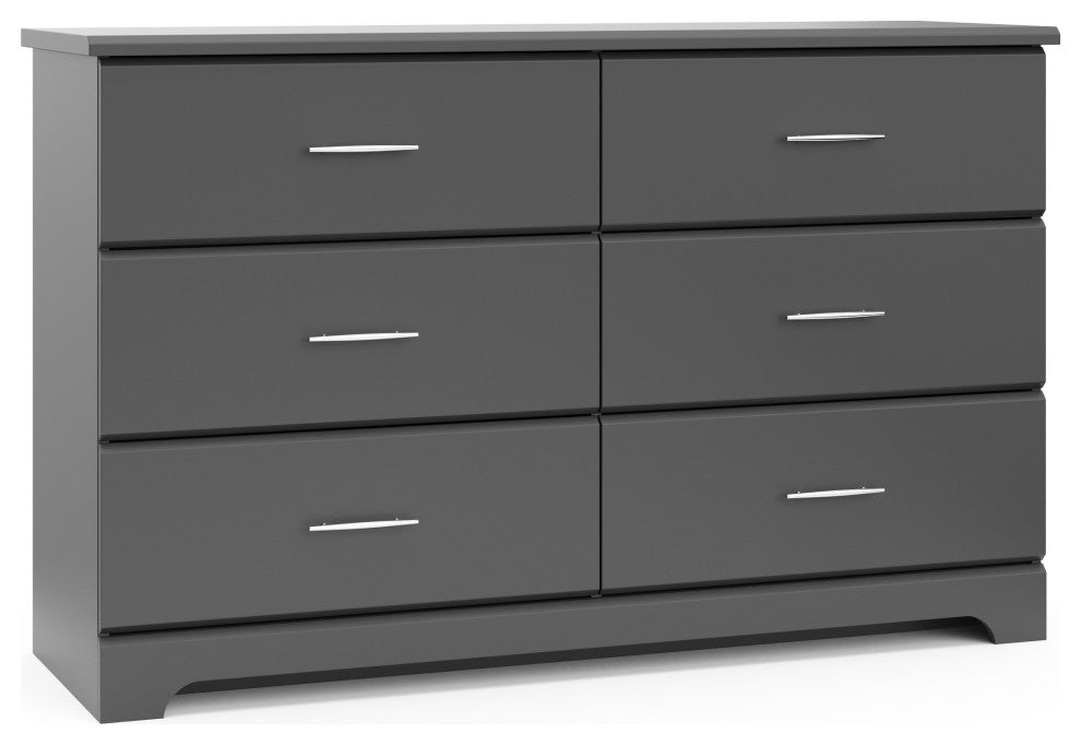 Storkcraft Brookside 6 Drawer Dresser, White, Gray