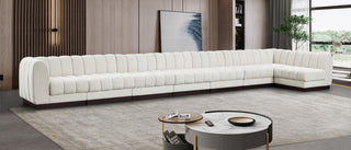 Quinn Chenille Upholstered 8-Piece L-Shaped Modular Sectional, Cream