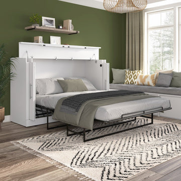 75W Queen Cabinet Bed with Mattress in White