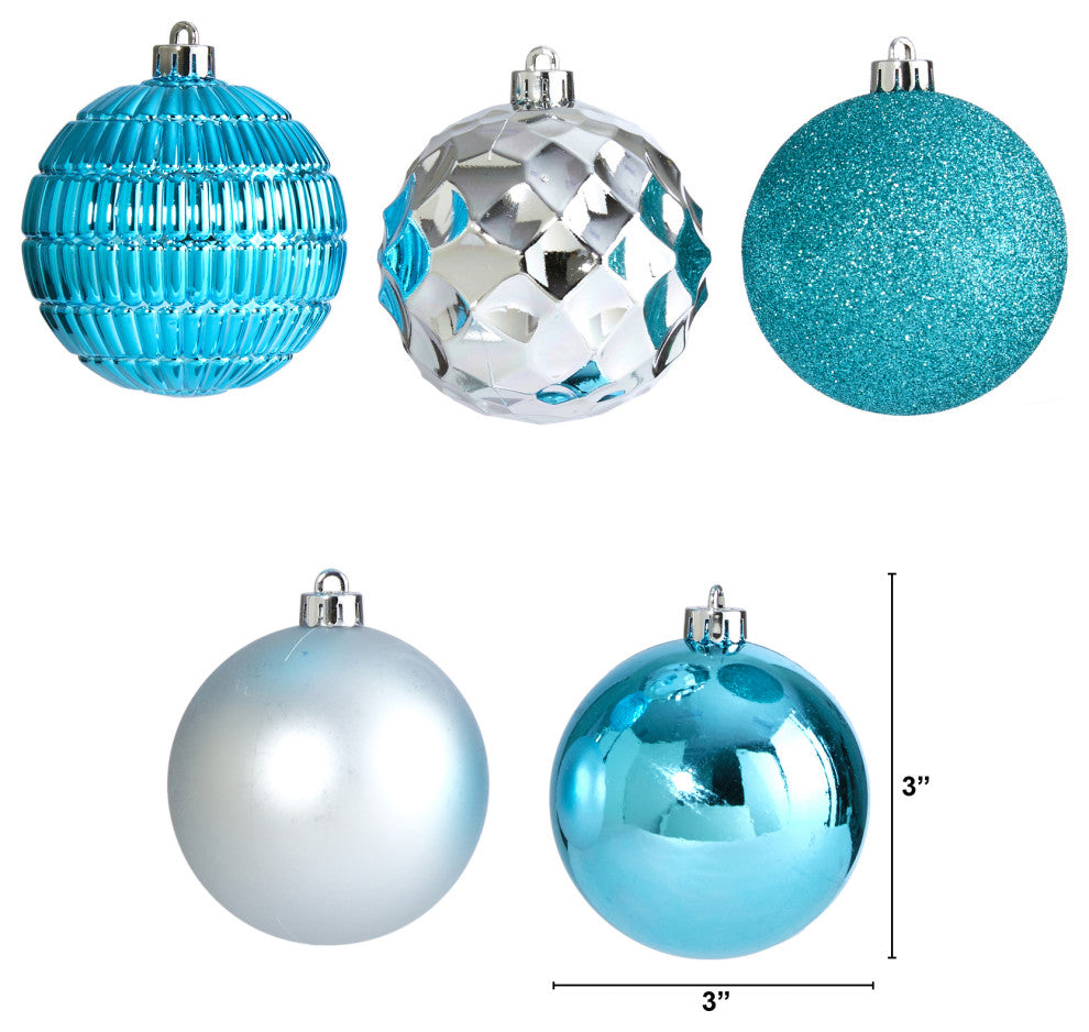 Holiday Shatterproof, 40 Count Xmas Tree Ornament Box Set 80mm W/ Re-Useable Box