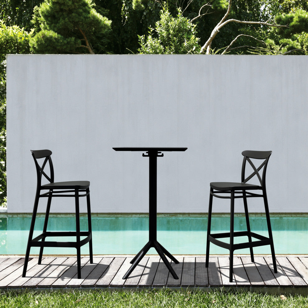 Sky Cross Square Bar Set With 2 Barstools Black