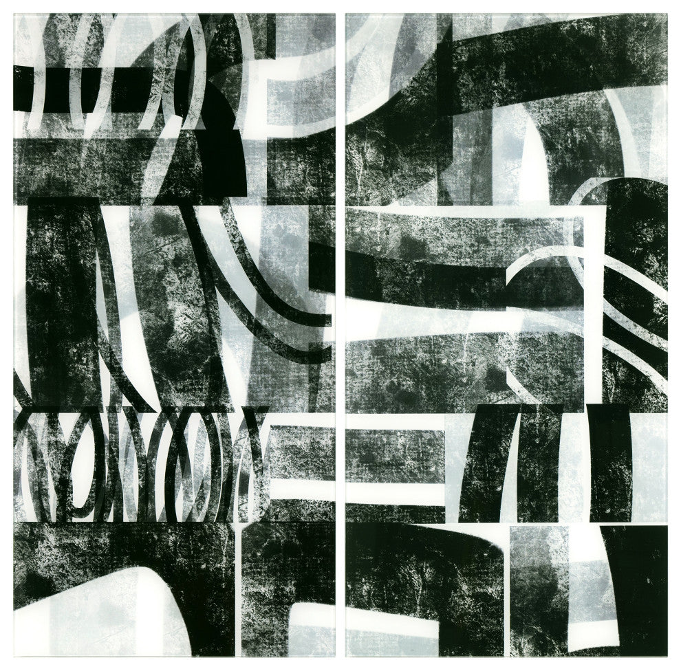 "Compartment A and B" Oversized Frameless Reverse Printed Tempered Art Glass Set