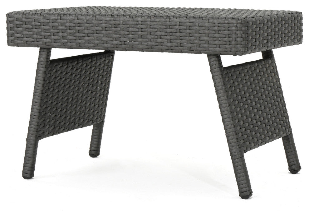 GDF Studio 3-Piece Soleil Outdoor Wicker Arm Chaise Lounges With Side Table, Set