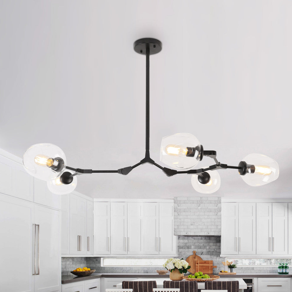 Oaks Aura Modern 5-Light Adjustable Sputnik Chandelier, Transparent