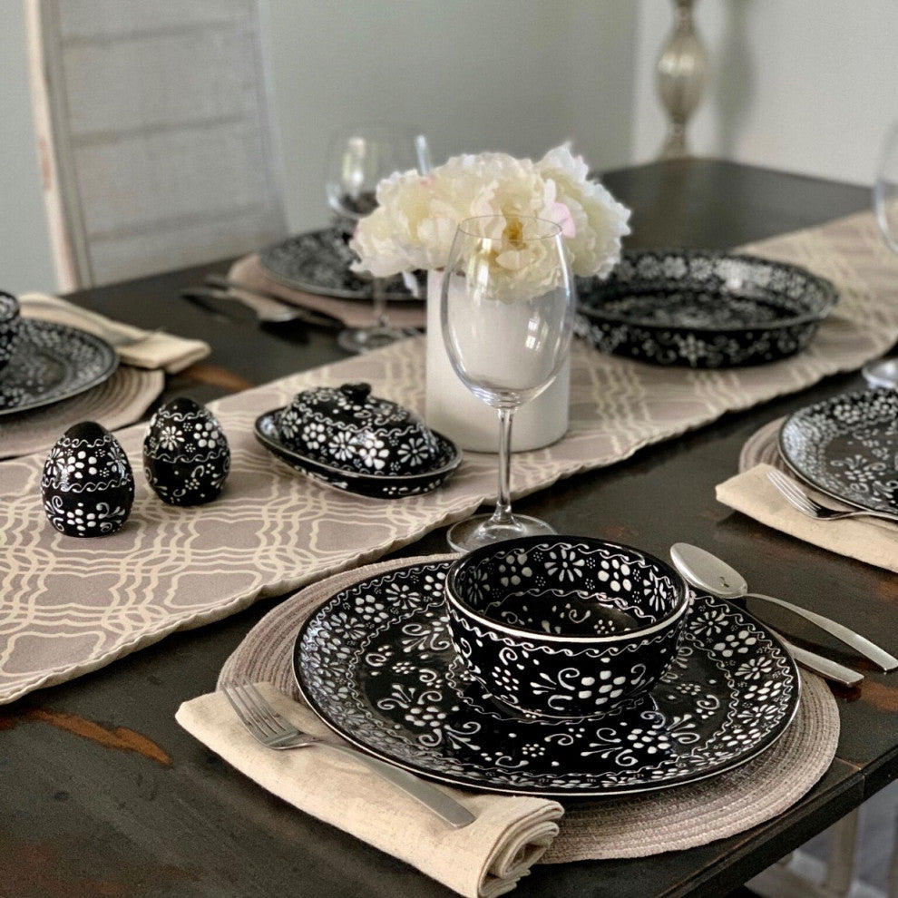 Encantada Handmade Dinner Plates, Set of 2, Ink