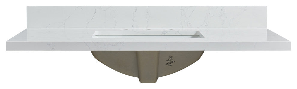 Jaen Composite Stone Vanity Top With Ceramic Sink, Grain White, 43"