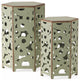 Utica Antique Style Orange Accent Table, Set of 2, Antique Green