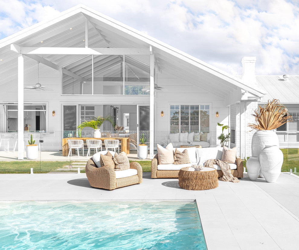 Katalina 3-Piece Patio Poly Hyacinth Conversation Set With White Cushions