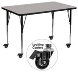 Mobile 30''Wx48''L Gray Hp Laminate Activity Table-Adjustable Legs