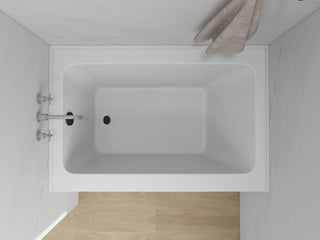 Vanity Art Alcove Soaking Acrylic Bathtub, White/Matte Black, 48"x32", Left