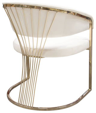 Solstice Dining Chair, Cream Velvet With Polished Gold Metal Frame