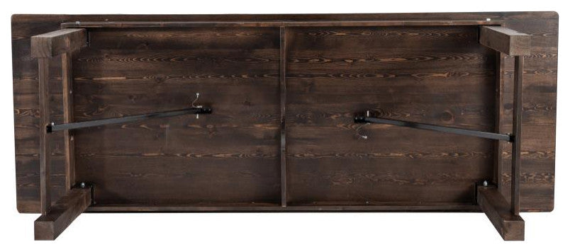HERCULES Series 9' x 40" Rectangular Solid Pine Folding Farm Table, Mahogany