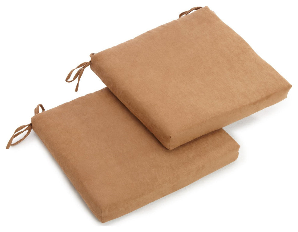20"X19" Solid Microsuede Chair Cushions, Set of 2, Java