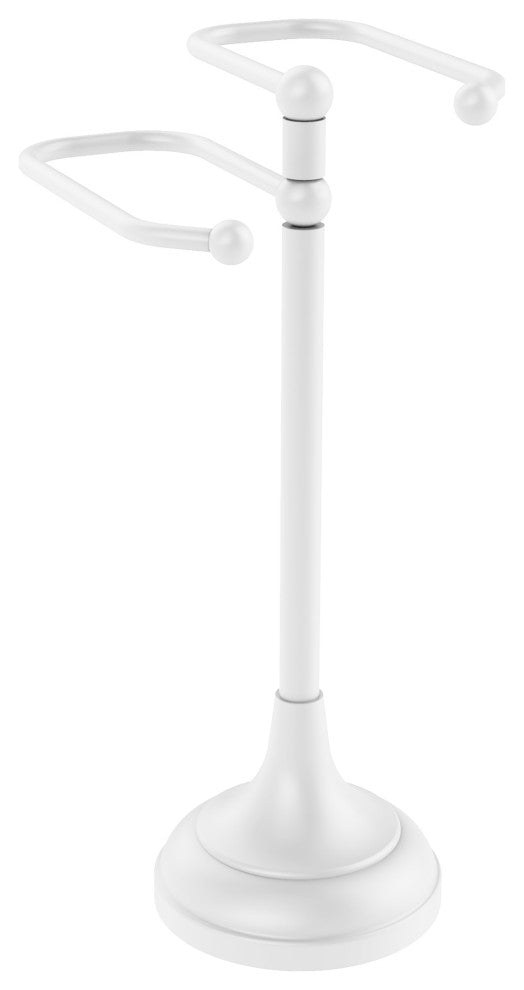 Free Standing Two Arm Guest Towel Holder, Matte White