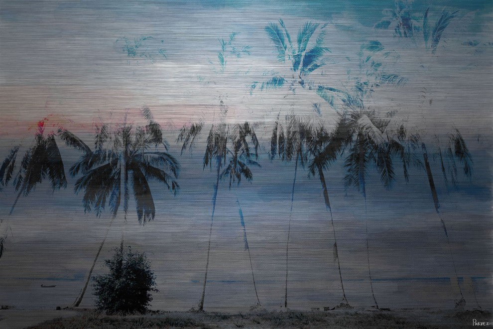"Blue Palms" Print on Brushed Aluminum, 36"x24"