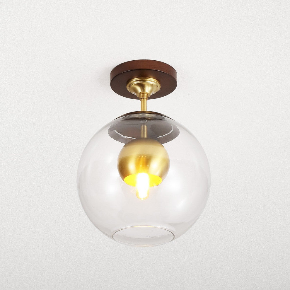 Safavieh Clyenne 10" Flush Mount, Dark Walnut/Brass
