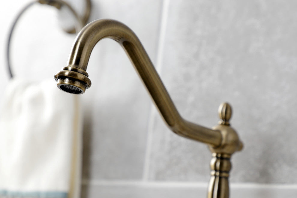 Kingston Brass KB1793WLLBS Widespread Kitchen Faucet, Brass Sprayer