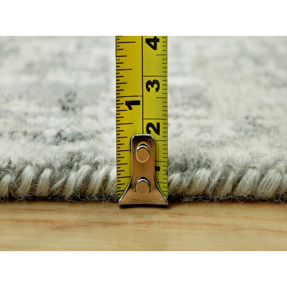 Gray Hand knotted Hand Spun Undyed Wool XL Runner Modern Rug 2'6"x31'8"