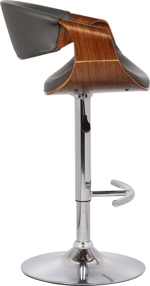 Butterfly Swivel Bar Stool, Walnut and Gray
