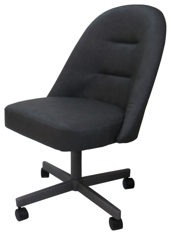 M-235 Dinette Swivel Metal Caster Chairs - Clear Glass, Grey Vinyl - Grey, Crack