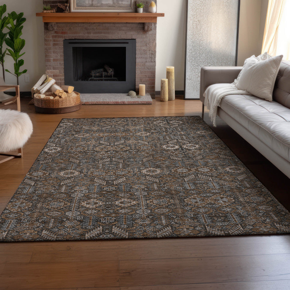Premium Machine Washable Mayfield AMF574 Chocolate 3'' x 5'' Rug
