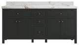 Sonoma 72" Double Sink Bath Vanity in Black Top, 2" Viola Gold