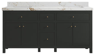 Sonoma 72" Double Sink Bath Vanity in Black Top, 2" Viola Gold