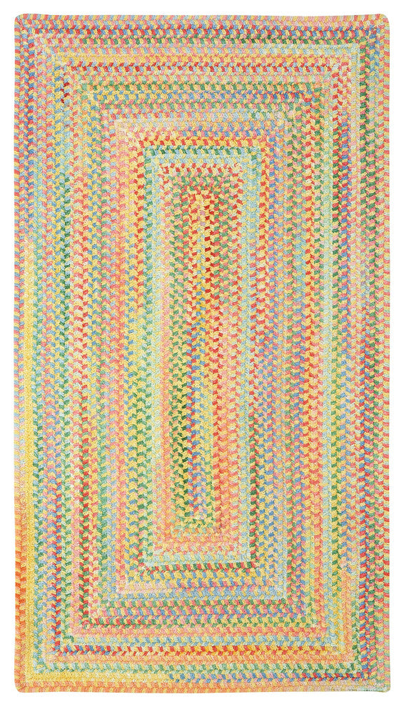 Baby's Breath Concentric Braided Rectangle Rug, Light Yellow, 5'6"x5'6"