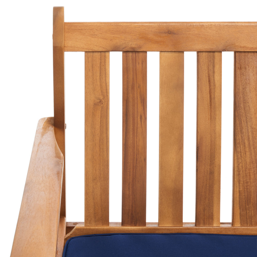 Safavieh Burbank 4-Piece Indoor-Outdoor Living Set, Natural/Navy