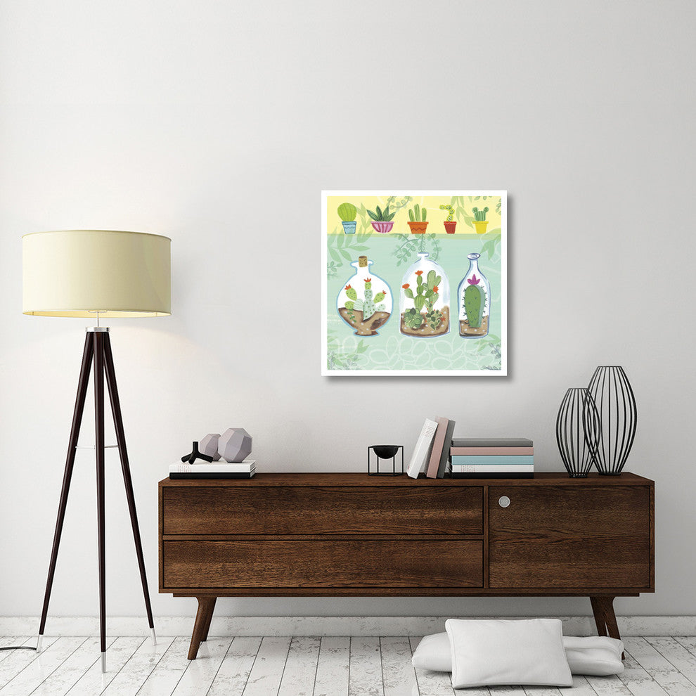 "Cacti Garden I no Birds and Butterflies" Paper Print by Farida Zaman, 32"x32"