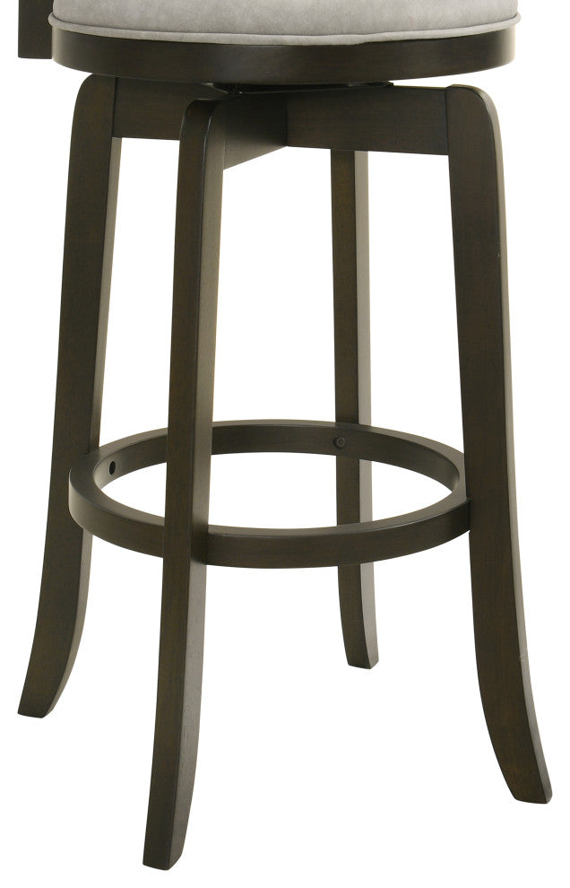 Elle Wood and Fabric Barstool, Gray, 26" Counter Height