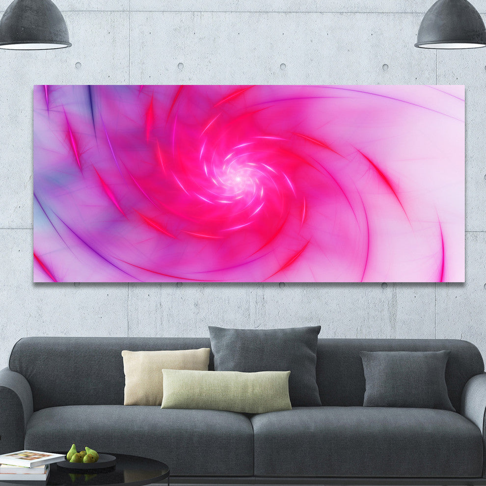 Beautiful Fractal Pink Whirlpool, Large Floral Canvas Art Print, 60"x28"