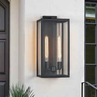2-Light 20.5"H Modern Black Outdoor Lantern Wall Sconce