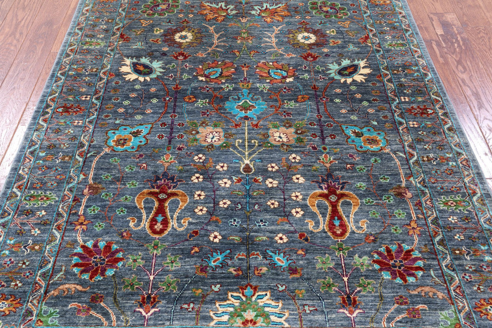 5' 1" X 6' 9" Handmade Persian Tabriz Wool Rug - Q12214